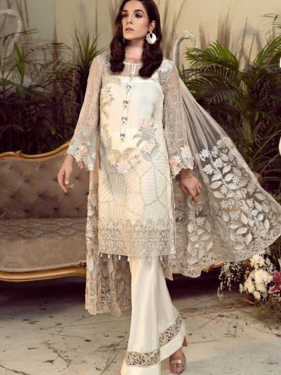Off-White Elegant Heavy Dupatta Attractive Designer Salwar Suit
