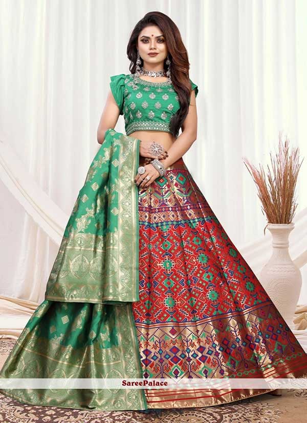 Multi Colour Weaving Banarasi Silk Lehenga Choli