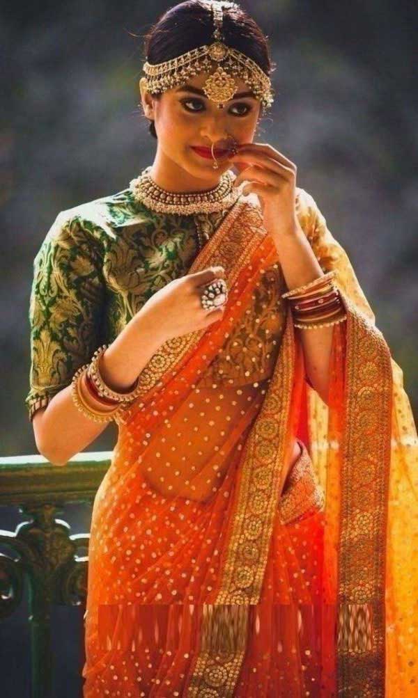 Admirable Orange Color Georgette With Sequence Work Saree