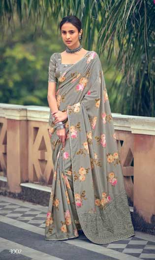 Dola silk with lucknowi work and crochet lace and running blouse 