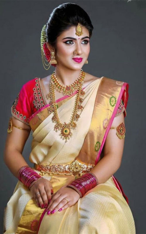 South indian Style Soft Silk saree in Comb...