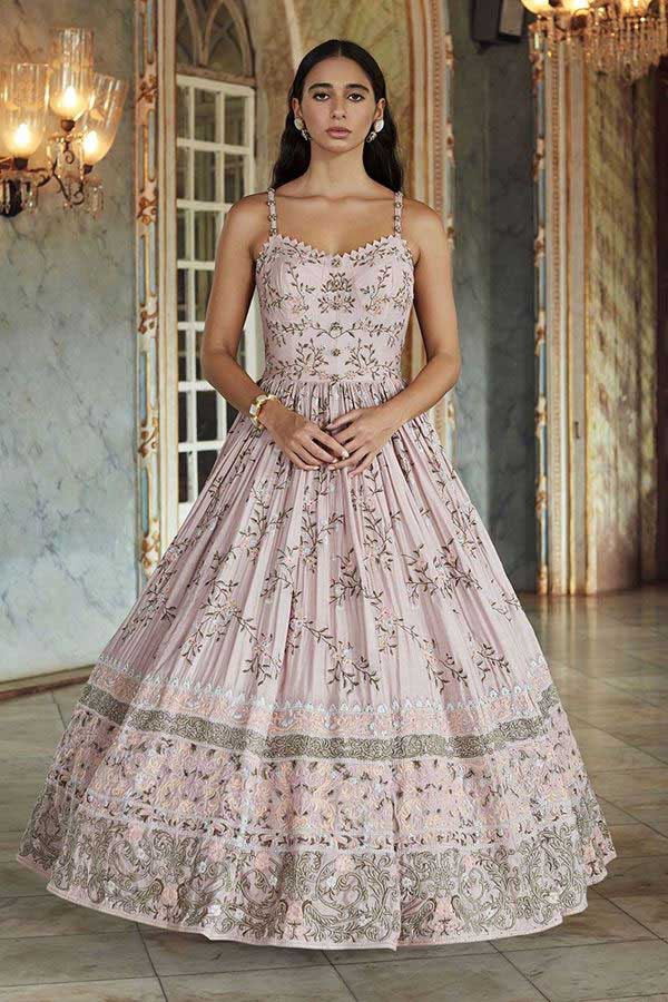 Alluring light pink colored gown